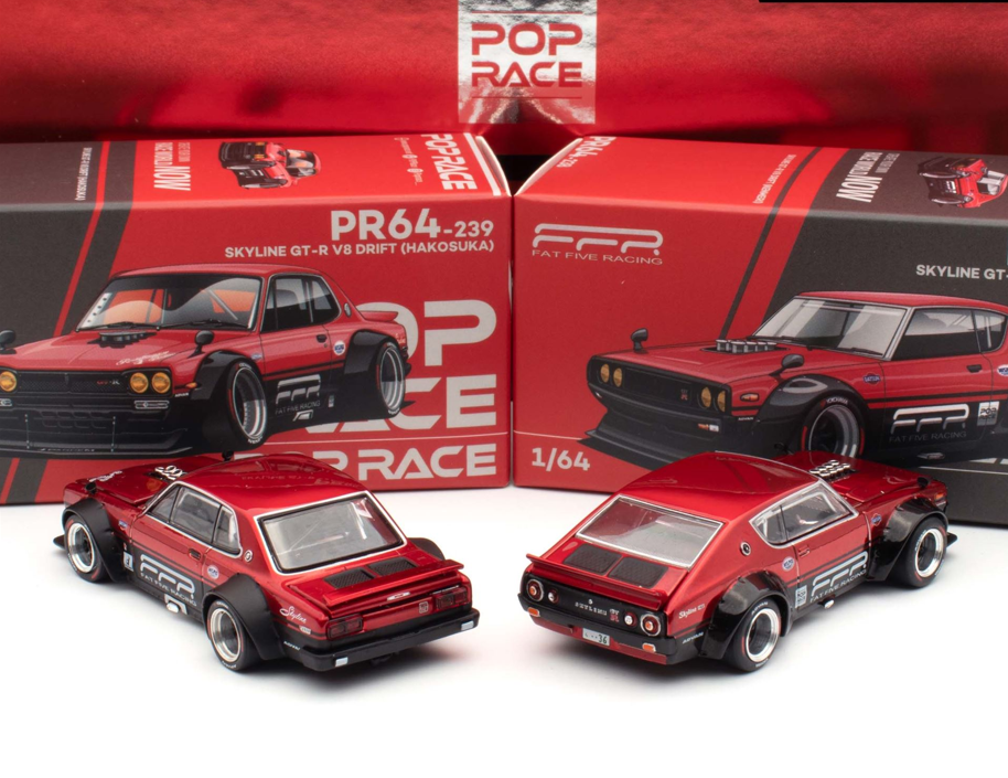 1:64 POPRACE Nissan Skyline GT-R V8 Drift (Hakosuka / Kenmeri) Fat Five Racing Carmeet 2025 Box Set