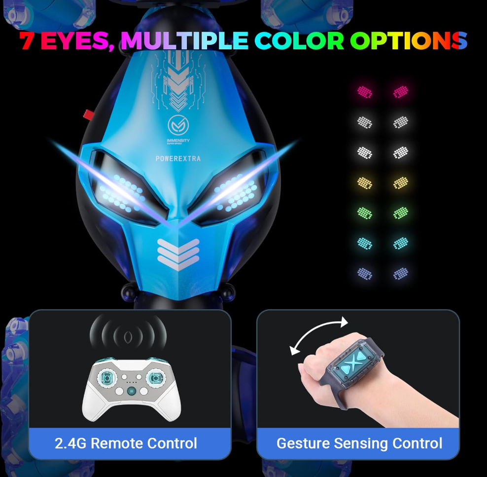 RC Stunt Car Toys for 6-12 Year Old Kids - 4WD Remote Control Car - Gesture Sensor - Double Sided Rotating RC Car - Lights, Music