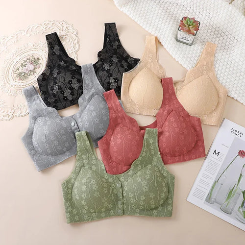Front Buckle Bra Lace Seamless And Breathable no Steel Ring Bra (Pack Of 5)