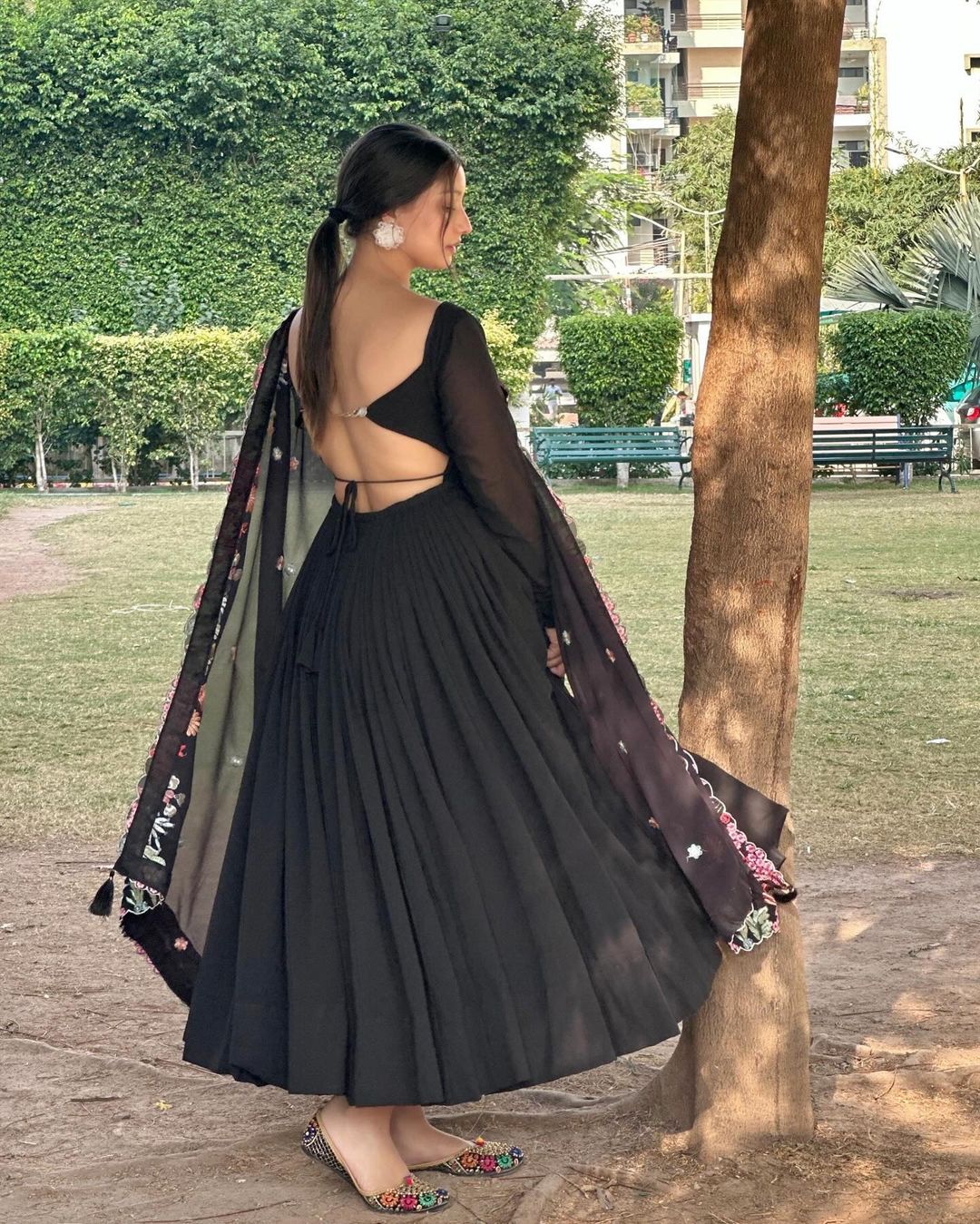 Backless Anarkali Three Piece Suit