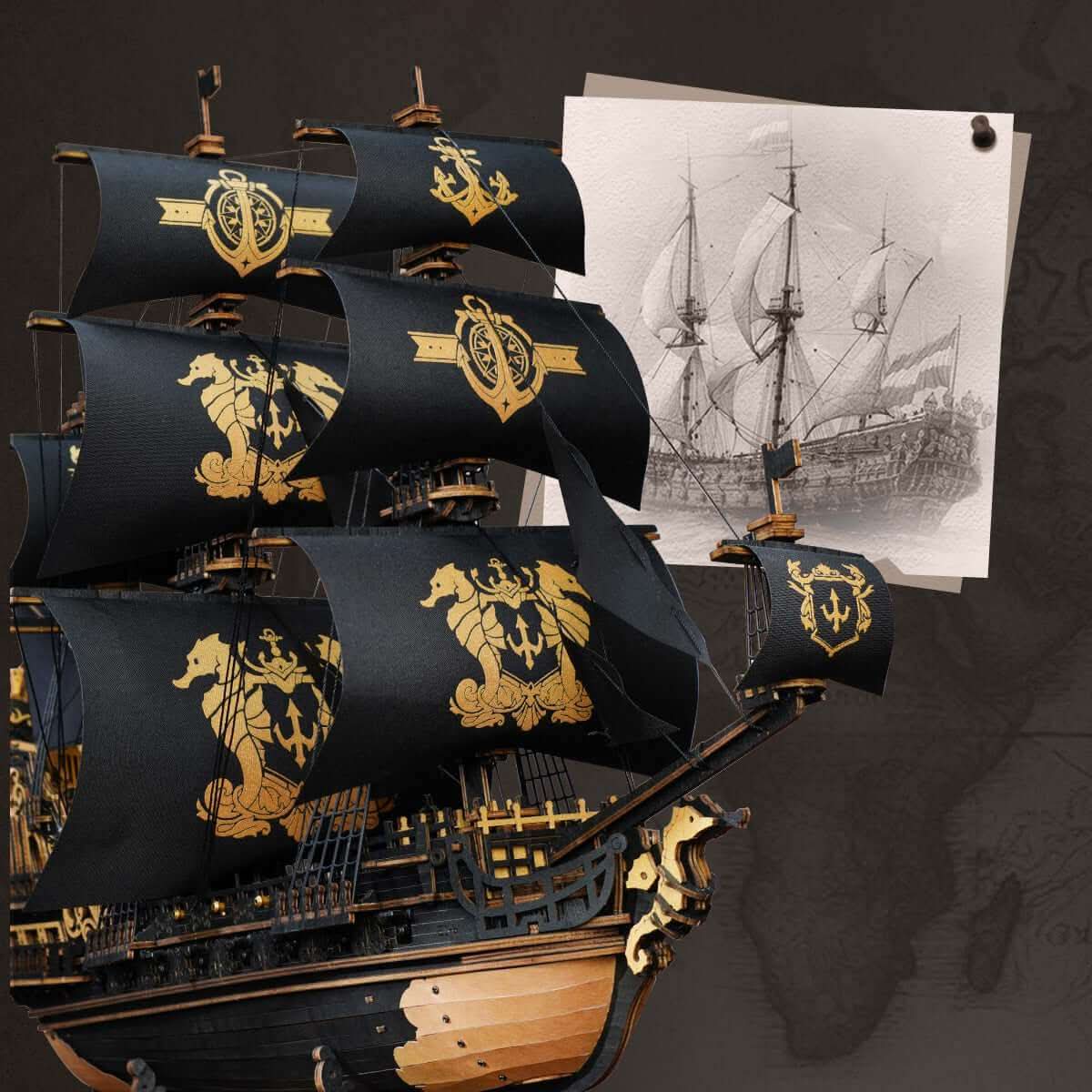 The Seahorse Barque 3D Wooden Puzzle