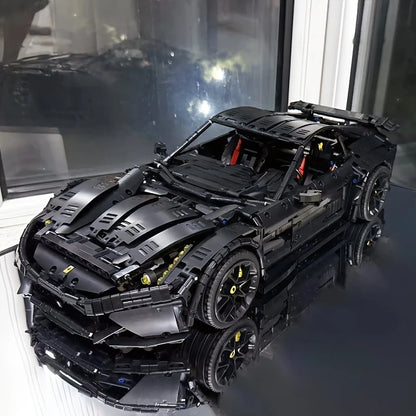 Black Sports Car Building Blocks Set, High Difficulty MOC Model