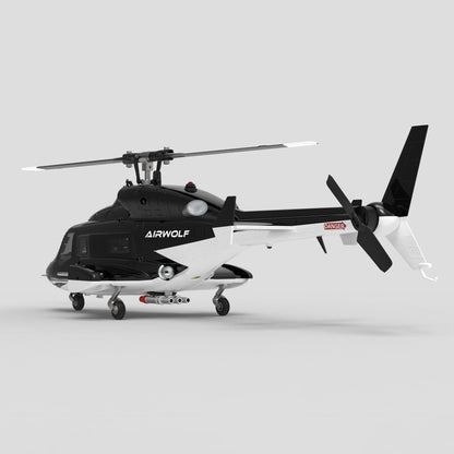 WOLFBUSH AW-911 Airwolf 1/34 Scale 2.4G 9CH Flybarless RC Helicopter Model with 6G/3D Stunt Mode and GPS Positioning (RTF Version/ Mode 1/Mode 2 Switchable)