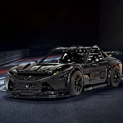 Black Sports Car Building Blocks Set, High Difficulty MOC Model