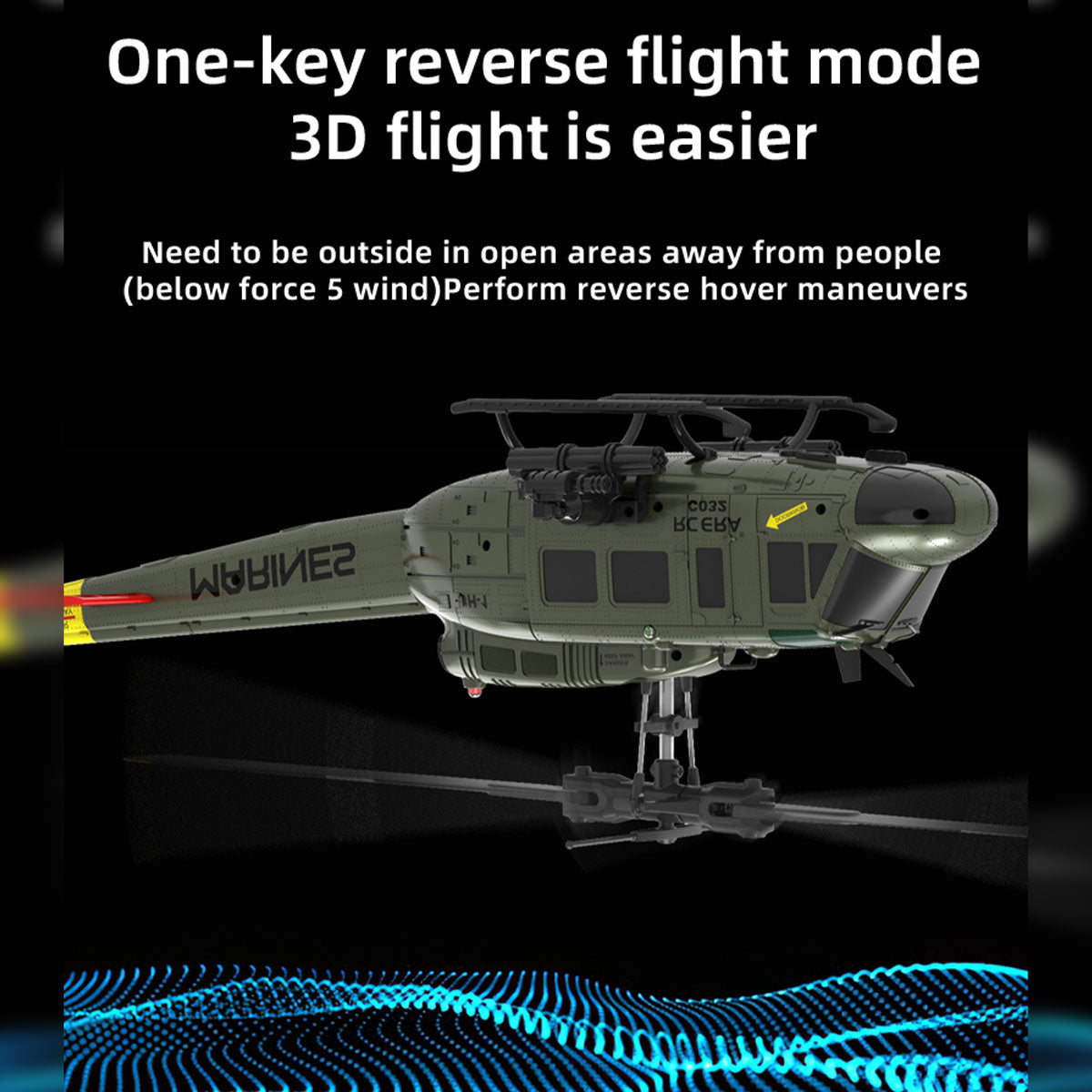 C032 1/48 Scale UH-1 Huey 2.4G 6CH Flybarless RC Helicopter Model (RTF Version)