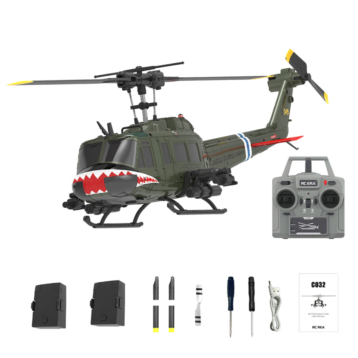 C032 1/48 Scale UH-1 Huey 2.4G 6CH Flybarless RC Helicopter Model (RTF Version)