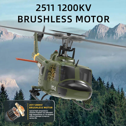YU XIANG F07/F07-V 1/34 Scale UH-1 Huey 2.4G 6CH Brushless Direct-Drive 6G Flybarless RC Helicopter Model (RTF Version/Mode1/Mode2)