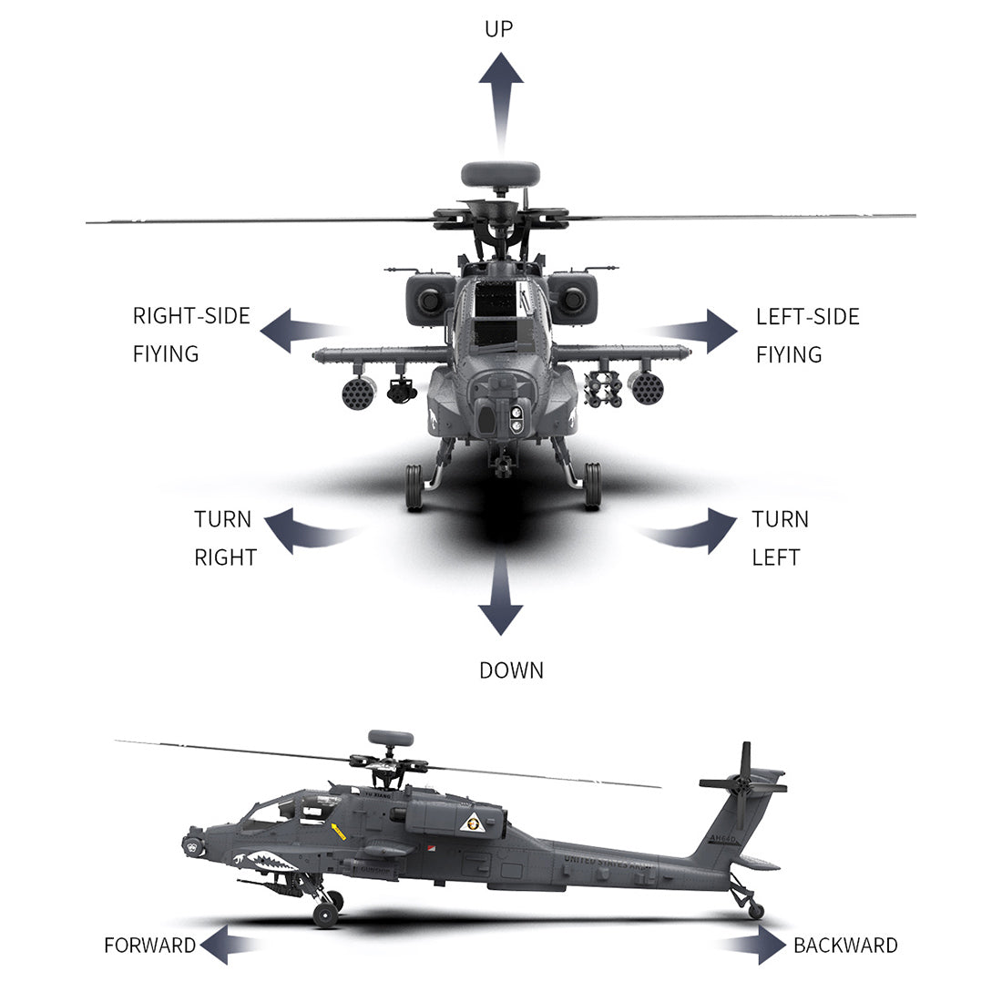 YU XIANG Apache GPS Helicopter F11-S AH64 1/32 Scale 2.4G 6CH RC Dual-axis Co-drive Flybarless 6G/3D Stunt