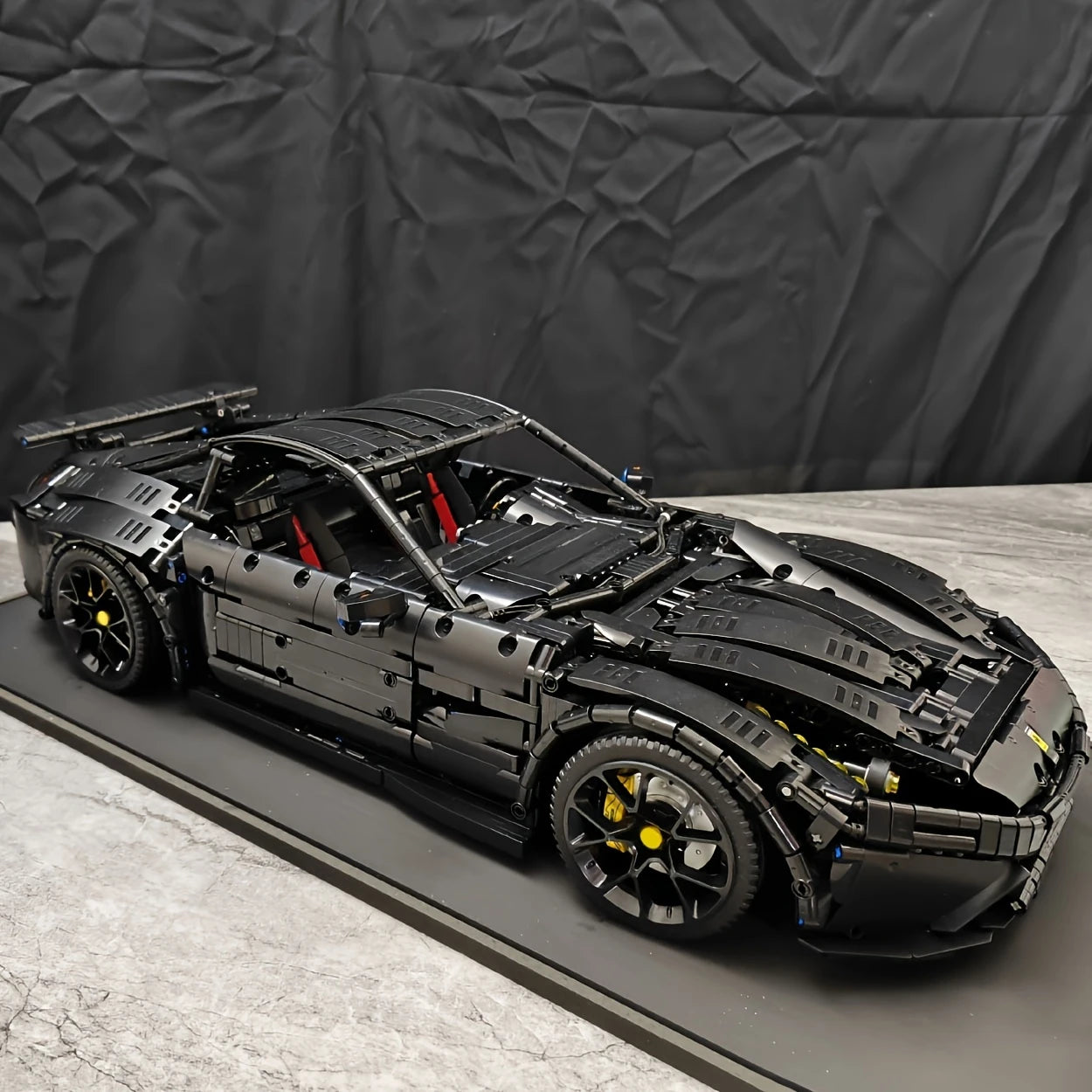 Black Sports Car Building Blocks Set, High Difficulty MOC Model