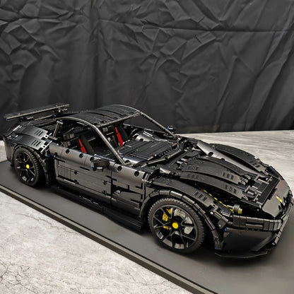 Black Sports Car Building Blocks Set, High Difficulty MOC Model