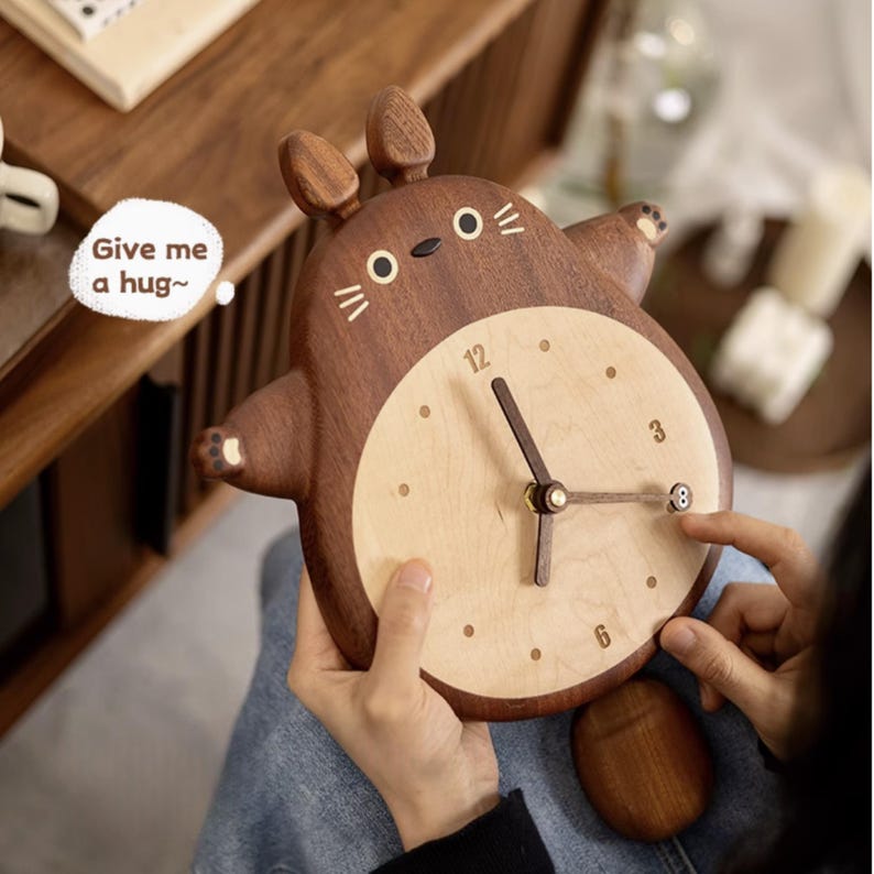 Handmade Totoro Wooden Wall Clock