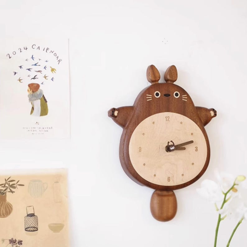 Handmade Totoro Wooden Wall Clock