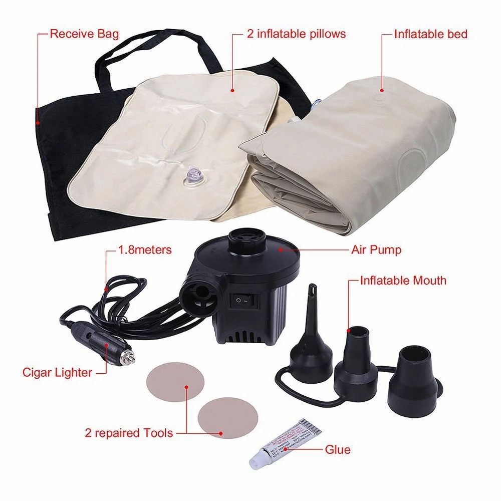 Quiver Car Travel Bed Mattress with 2 Air Pillows