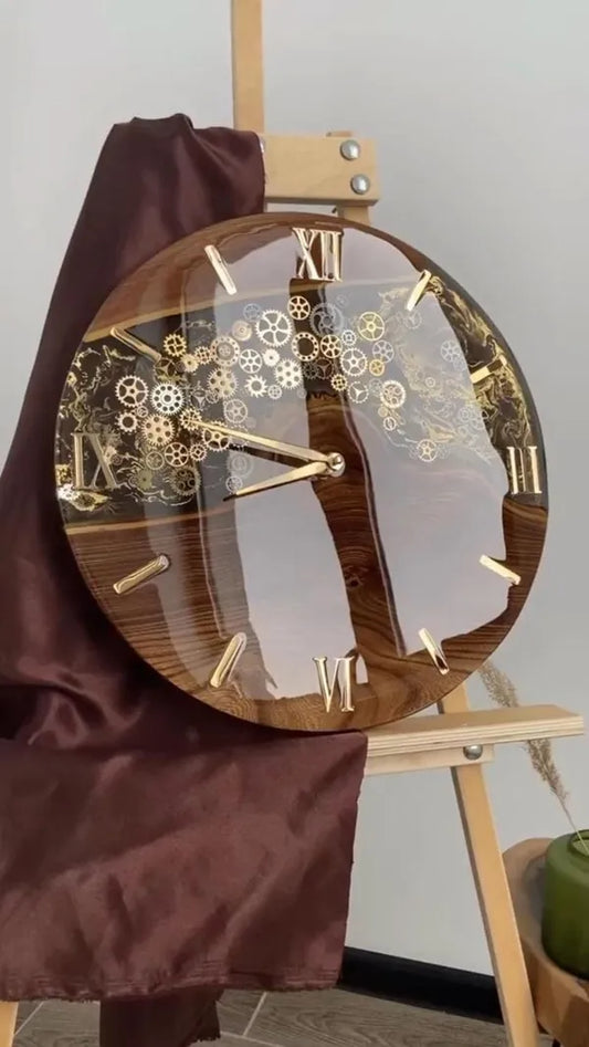 Wood Epoxy Art Clock Mechanism Wall Clock