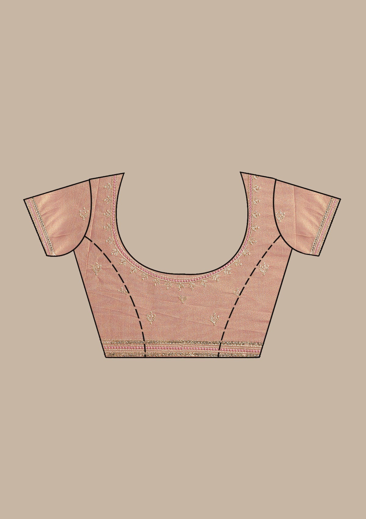 Onion Pink Zariwork Tissue Saree