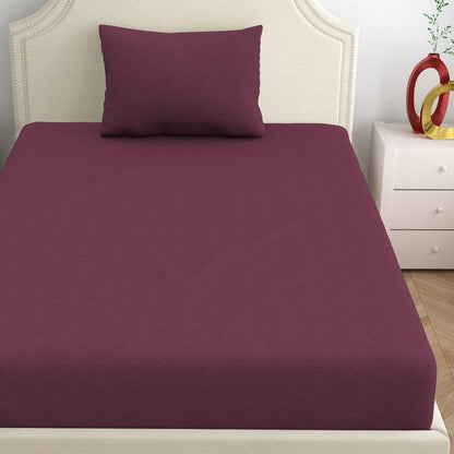 Fitted Bedsheet - Single/Wine