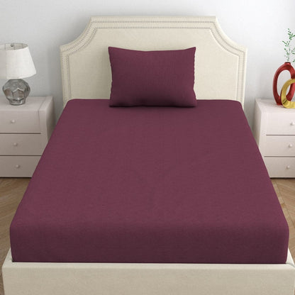 Fitted Bedsheet - Single/Wine