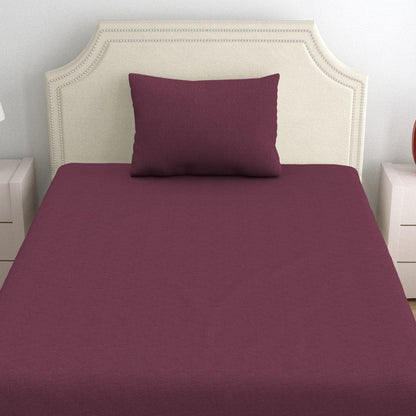Fitted Bedsheet - Single/Wine