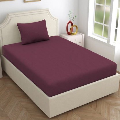 Fitted Bedsheet - Single/Wine
