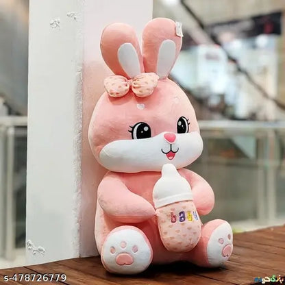Large Baby Bottle Rabbit Plush Toy Bow Hold Baby Cute Super Soft Rabbit Doll